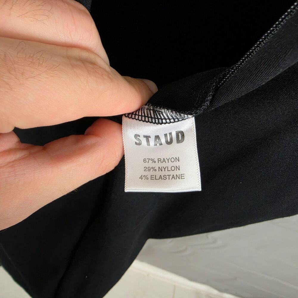 Staud Dress Medium Dolce Midi Black White Party Downtown Chic Minimalist Elegant - Picture 13 of 16